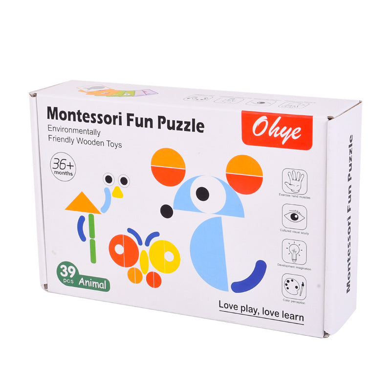 Children's Montessori fun geometry creative puzzle board puzzle development thinking early childhood enlightenment wooden toys