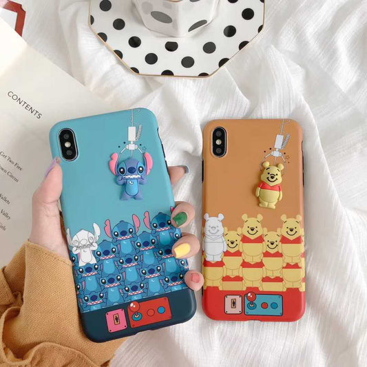 For iPhone 6 6S 8 7 Plus X XS MAX XR phone Shell Soft Silicone Case Disneys 3D Cartoon Doll Winnie Pooh Stitch Soft TPU Cover