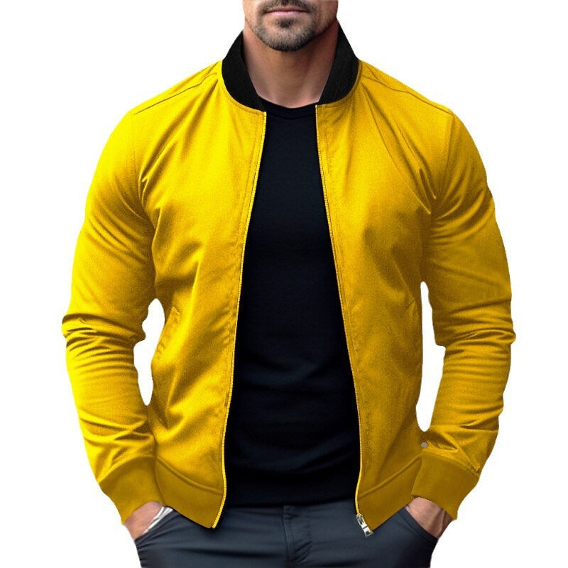 Autumn and winter new top men's stand up collar zipper casual long sleeved men's hoodie jacket