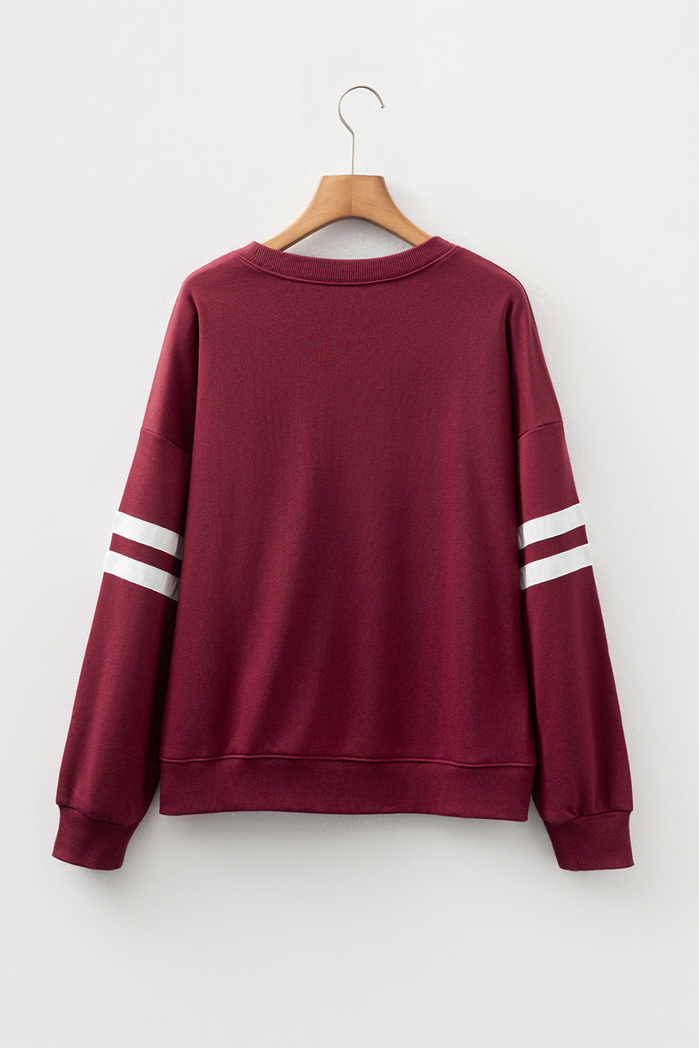 Coffee Varsity Striped Detail Drop Shoulder Oversized Sweatshirt