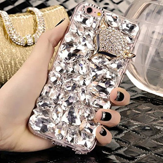 Rhinestone Crystal Diamond Fox and Crown Soft Back Phone Case Cover For iPhone Xs Max 7 8 Plus 6 6s Plus 5 5S SE