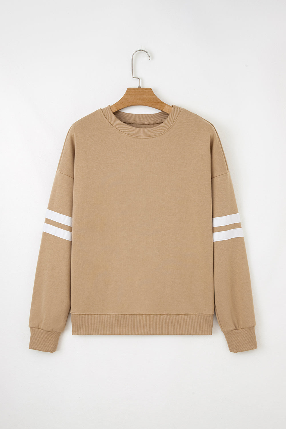 Coffee Varsity Striped Detail Drop Shoulder Oversized Sweatshirt