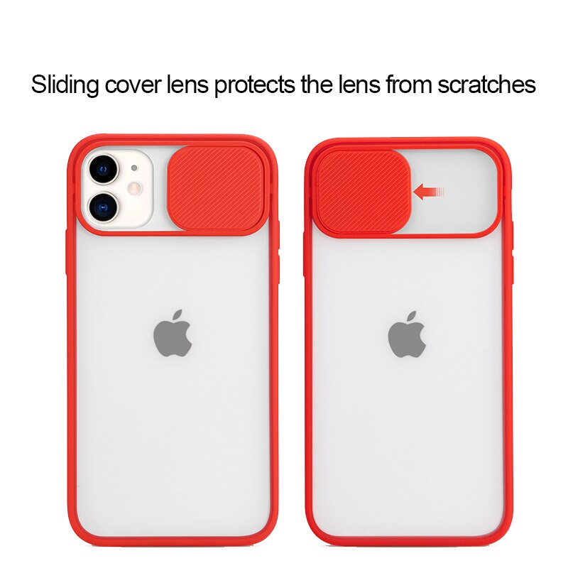 For iPhone 11 Pro Max Sliding Cover Protection Lens Transparent Phone Case For iPhone SE (2020) XR XS MAX 6 6S 7 8 Plus Case