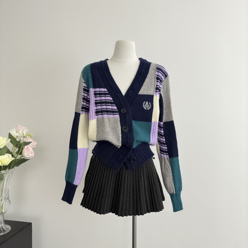 Can be worn alone paired with a color blocked sweater cardigan jacket knitted sweater for women