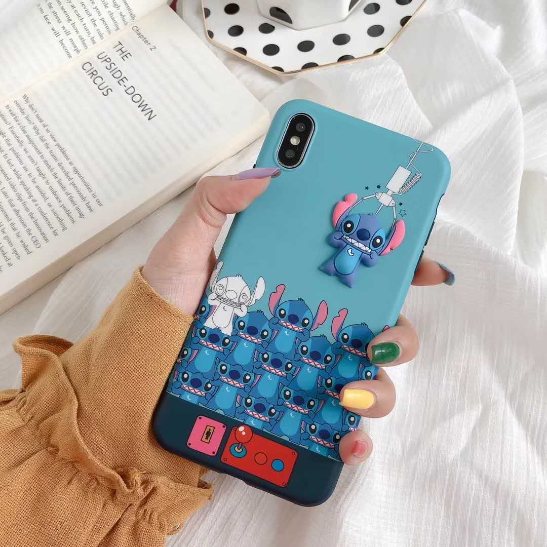 For iPhone 6 6S 8 7 Plus X XS MAX XR phone Shell Soft Silicone Case Disneys 3D Cartoon Doll Winnie Pooh Stitch Soft TPU Cover