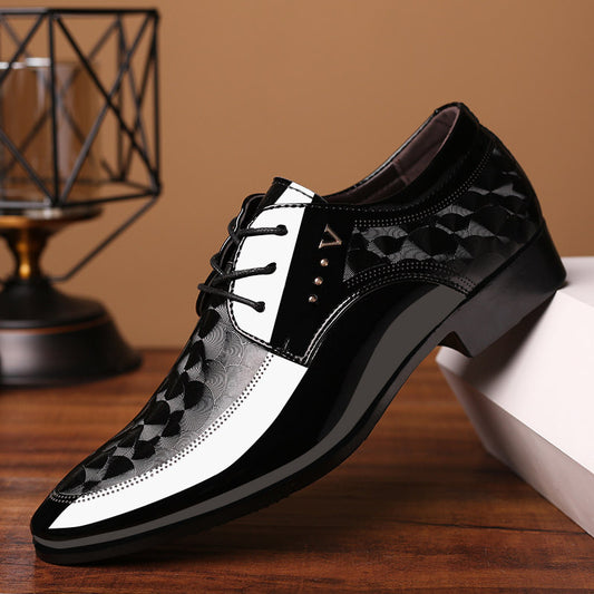 Bright leather shoes for men's business dress shoes, plus size men's shoes, versatile wedding shoes