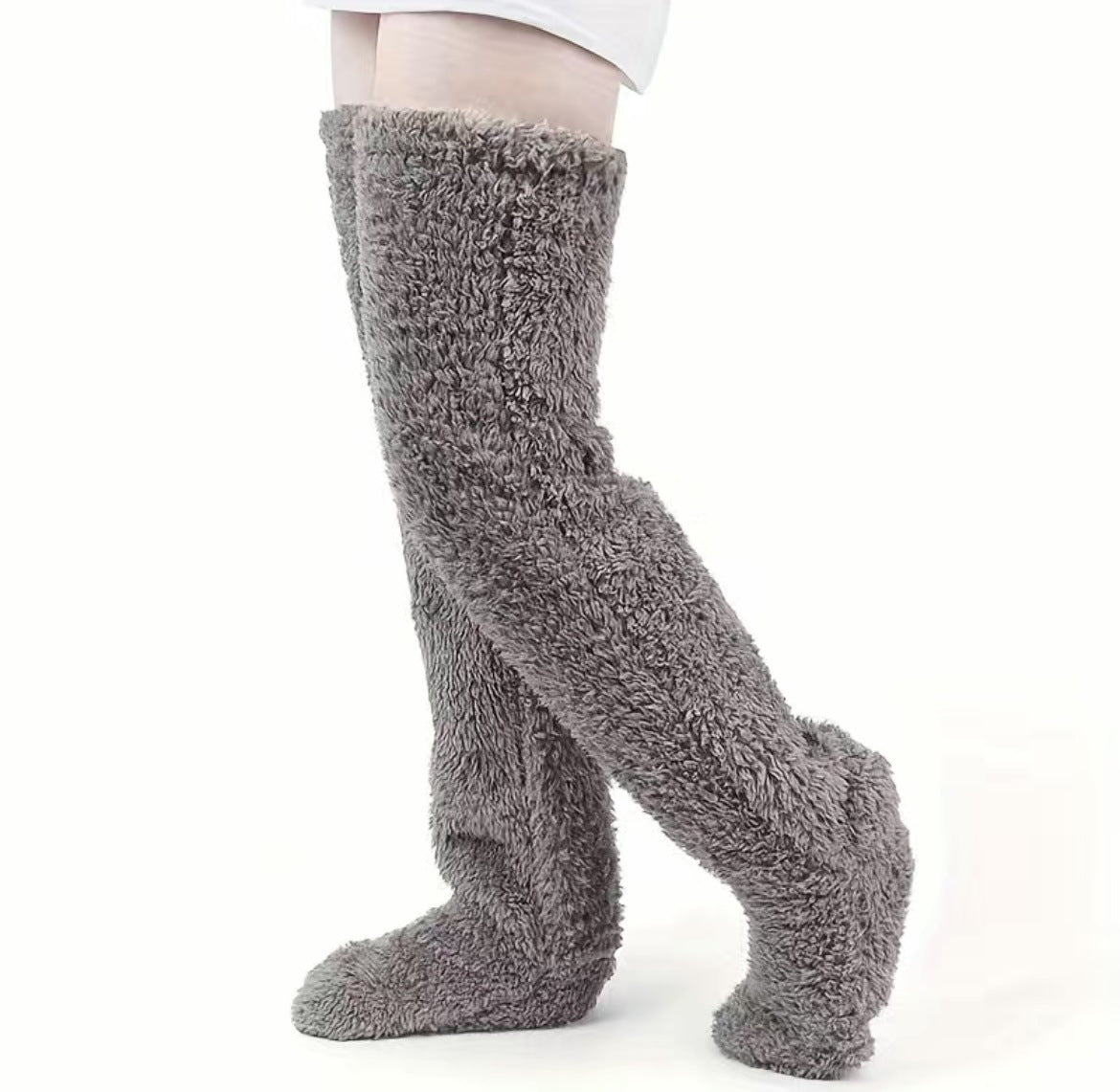 Thick leg warmers, knee pads, warm plush pants, long leg exposed socks