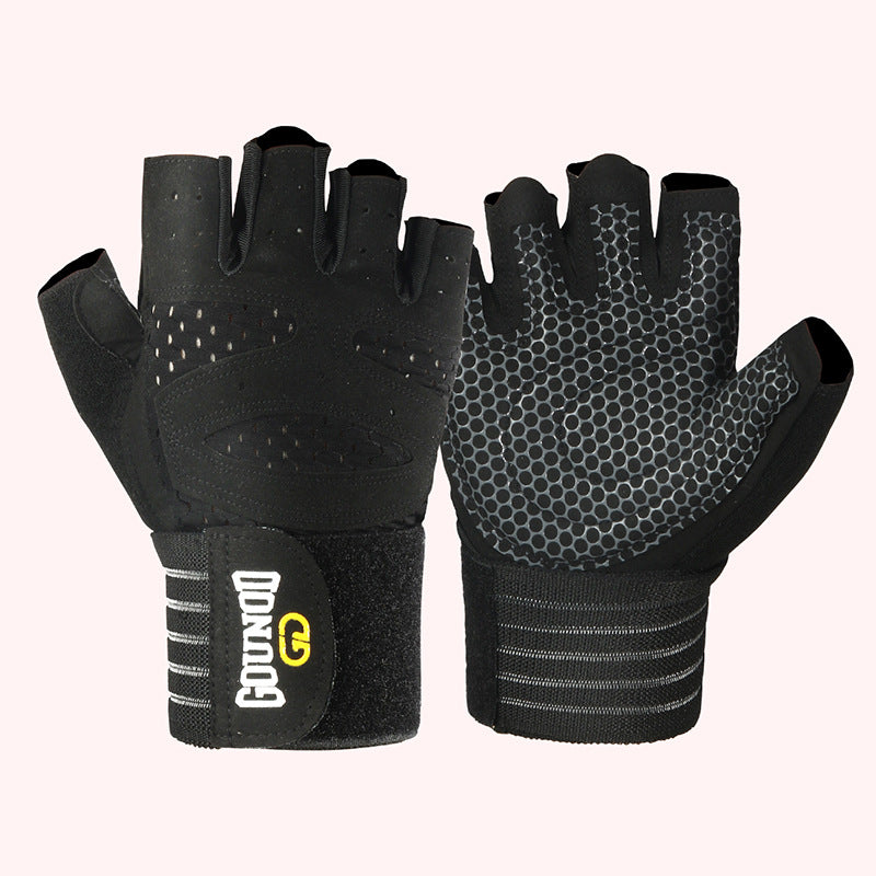 Fitness gloves extended breathable and wear-resistant half finger gloves for exercise