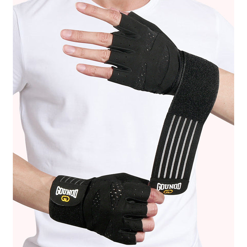 Fitness gloves extended breathable and wear-resistant half finger gloves for exercise