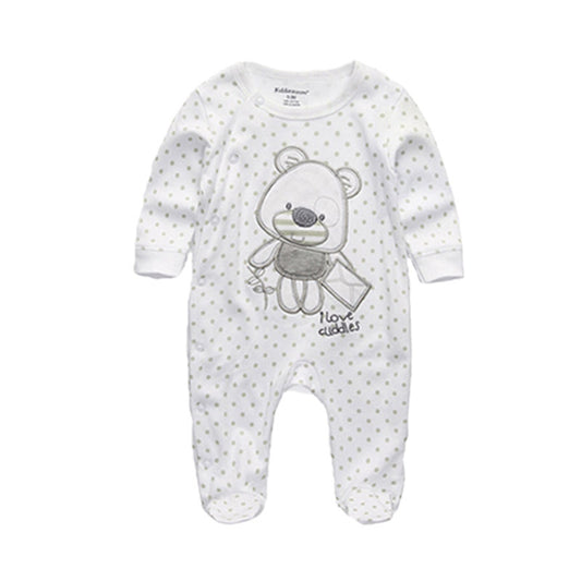 Newborn pure cotton double button crawling clothes baby jumpsuit closed door children's clothing