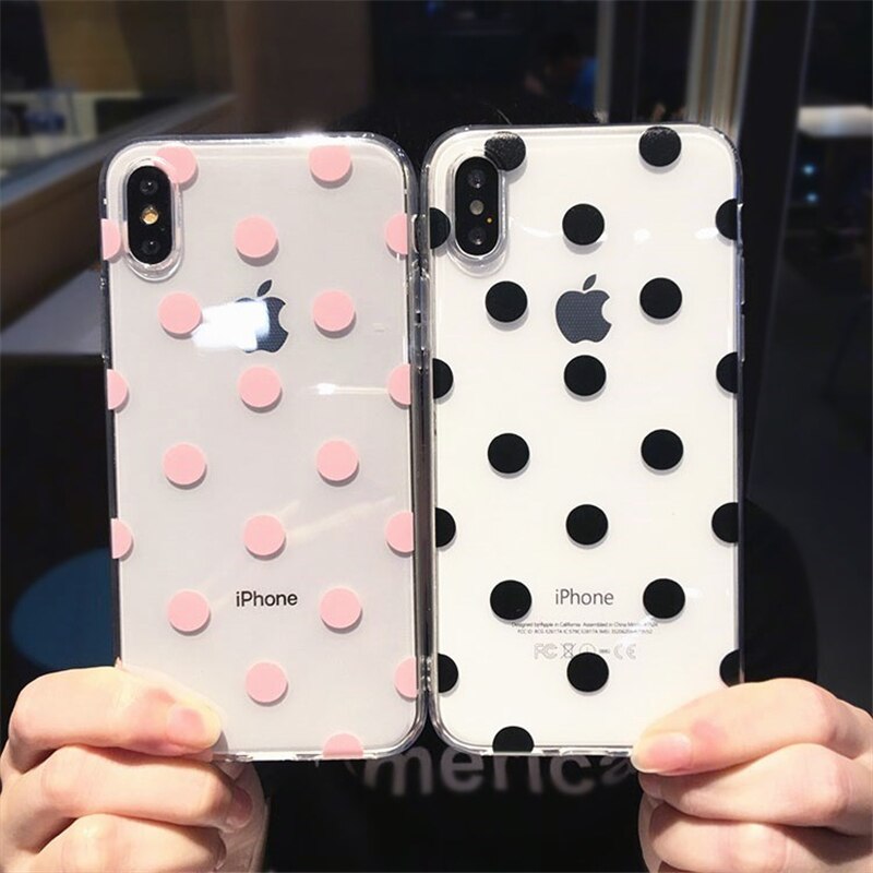 Cute Polka Dots clear TPU phone Cases For iphone XS Max X XR XS soft TPU Case for iphone 6 6s 7 8 plus phone back cover