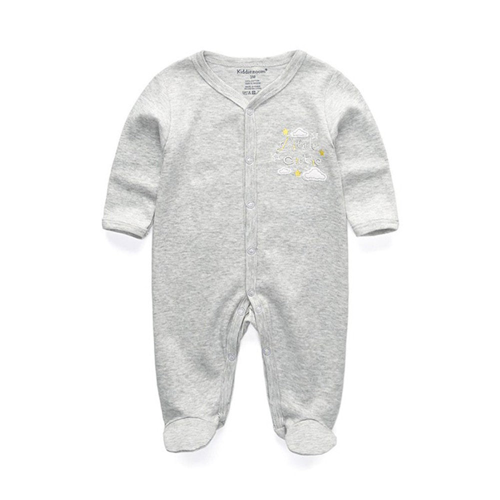 Newborn pure cotton double button crawling clothes baby jumpsuit closed door children's clothing