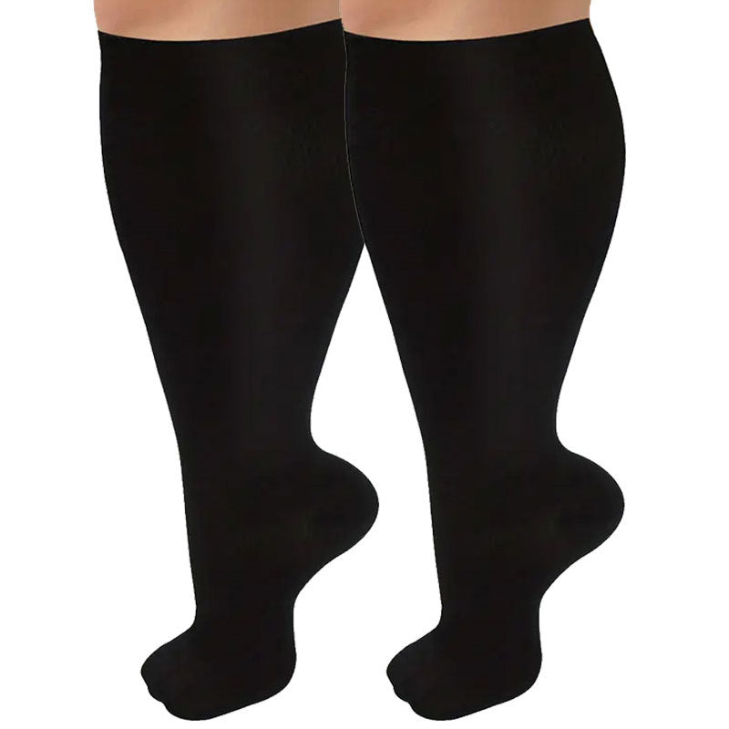 Fat and enlarged black fat compression socks super wide calf and knee length socks men's and women's pressure socks 2XL-7XL