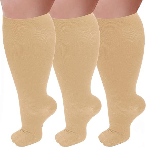 Fat and enlarged black fat compression socks super wide calf and knee length socks men's and women's pressure socks 2XL-7XL