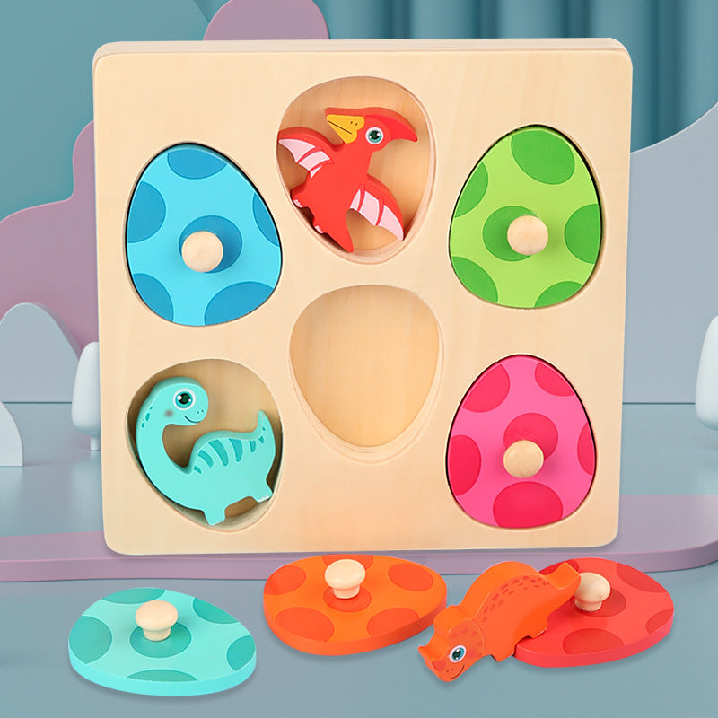 Wooden 3D three-dimensional dinosaur egg multi-layer puzzle, children's early education puzzle cartoon animal hand grasping puzzle board toy