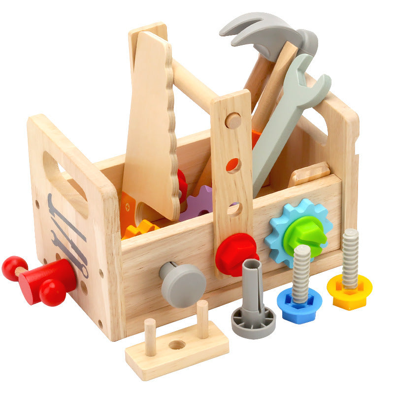 Children's wooden hand-held toolbox, screw and nut disassembly tool, desk tool, puzzle toy