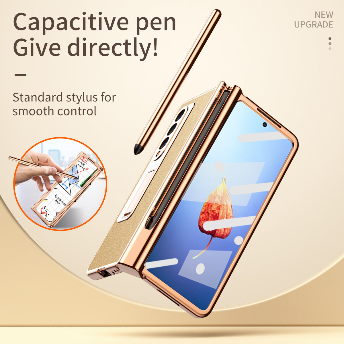 Samsung Fold3 phone case folding with pen slot pen pen pen plain leather protective case FOLD2 all inclusive anti fall suitable