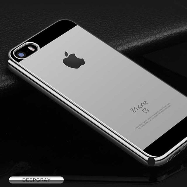 Plating Soft TPU Silicone Case For iPhone 5 5S 5SE Ultra Thin Slim Transparent Clear Case On 5S Back Cover Gold Silver Gary