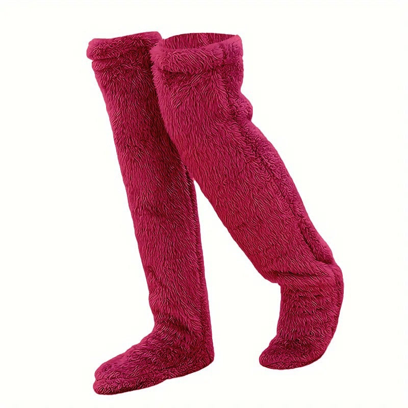 Thick leg warmers, knee pads, warm plush pants, long leg exposed socks