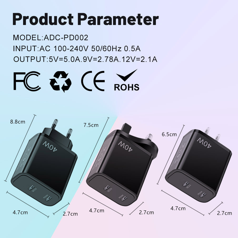 Fast charging mobile phone charging head dual PD Type-C mobile phone charger