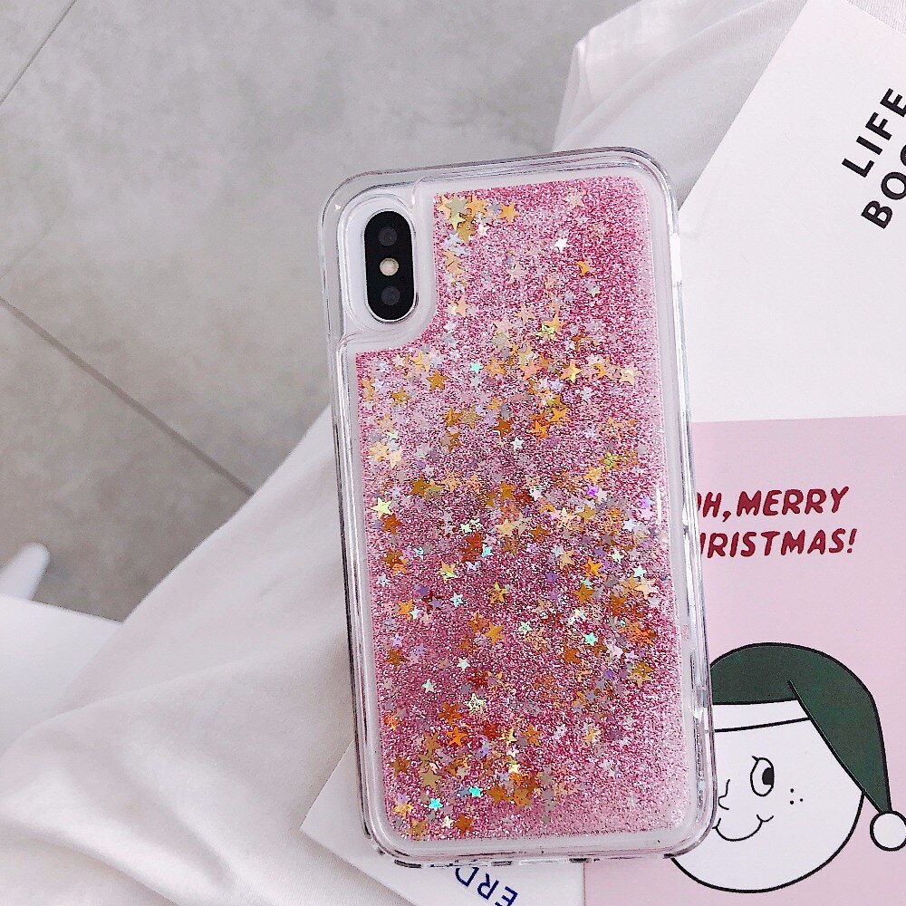 Glitter Phone Case For iphone X XR XS 11 12 13 6S 6 7 8 5 5S SE Plus Mini Pro MAX Dynamic Liquid Love Heart Quicksand Cover