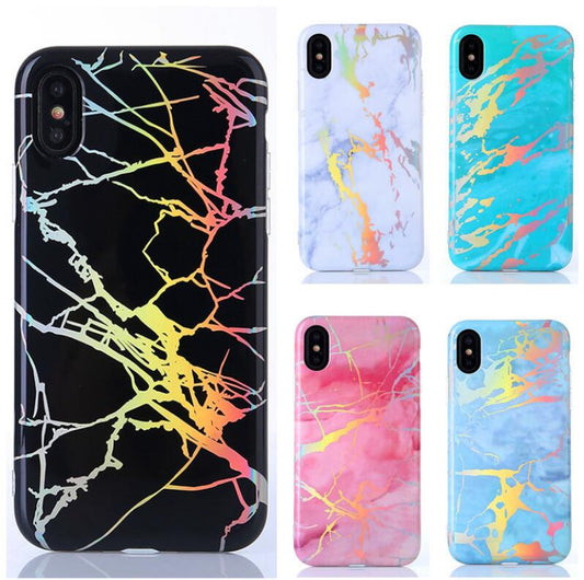 Laser Marble Texture Phone Case For iPhone XR XS Max X 6 6S 7 8 Plus Soft IMD Protective Phone Back Cover Coque