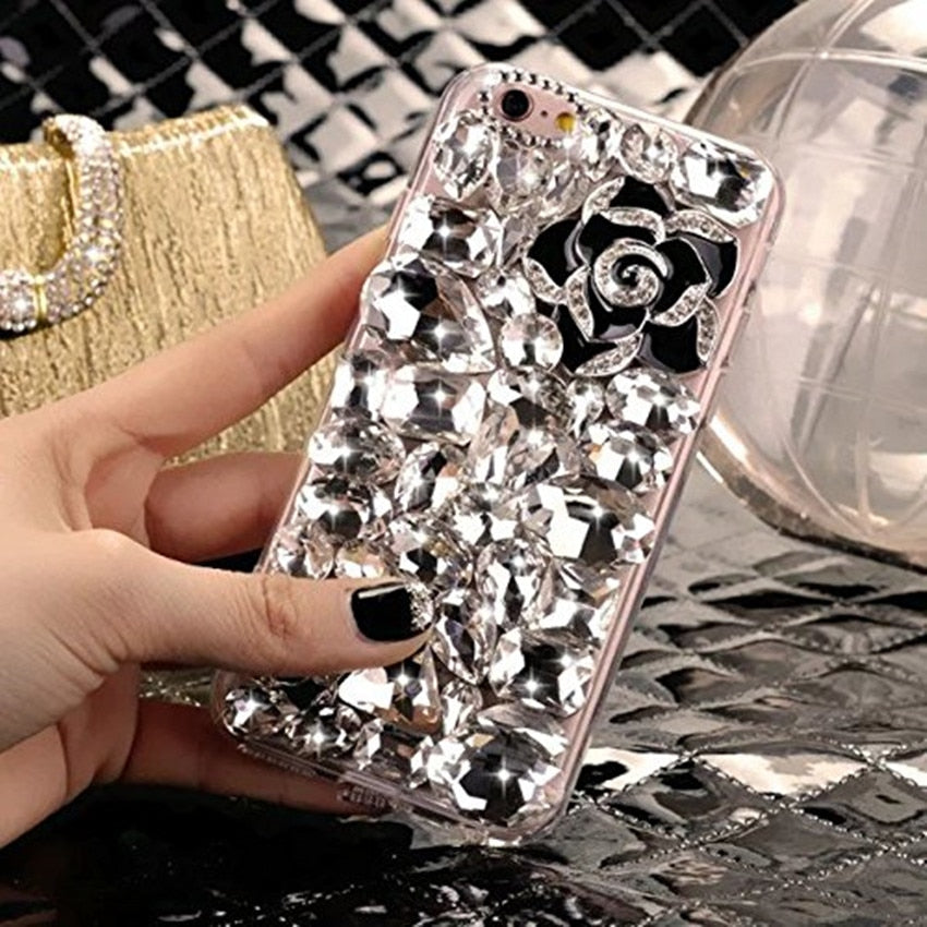 Rhinestone Crystal Diamond Fox and Crown Soft Back Phone Case Cover For iPhone Xs Max 7 8 Plus 6 6s Plus 5 5S SE