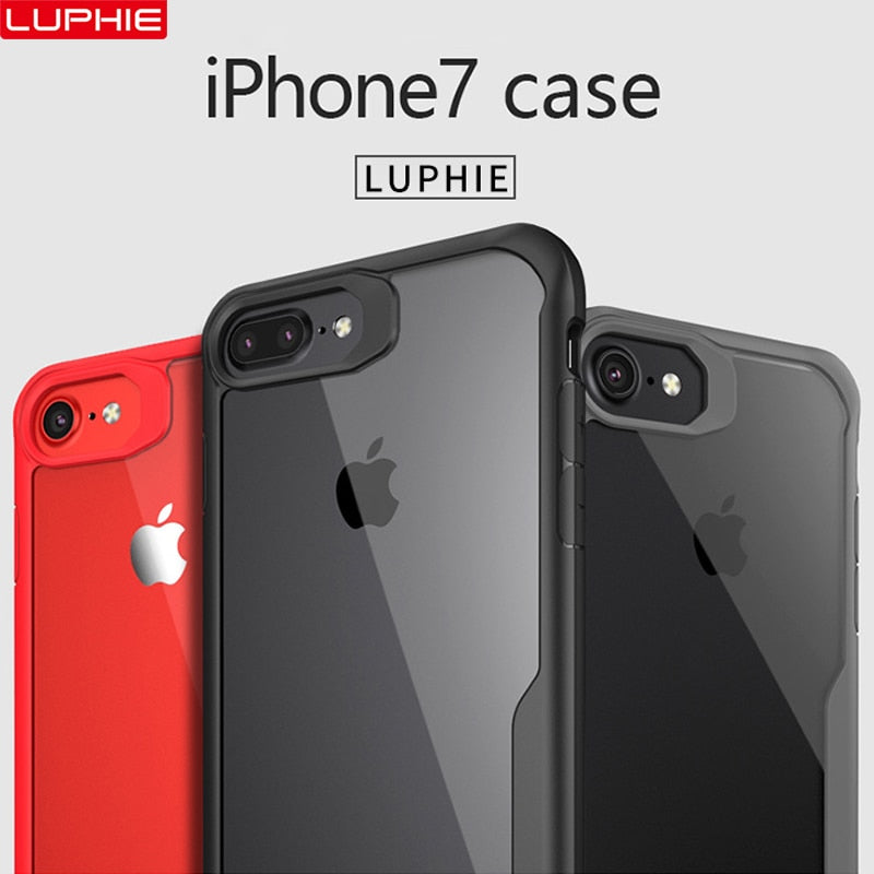 LUPHIE Shockproof Armor Case For iPhone XS XR 8 7 Plus Transparent Case Cover For iPhone 6 6S Plus 5 XS Max Luxury Silicone Case