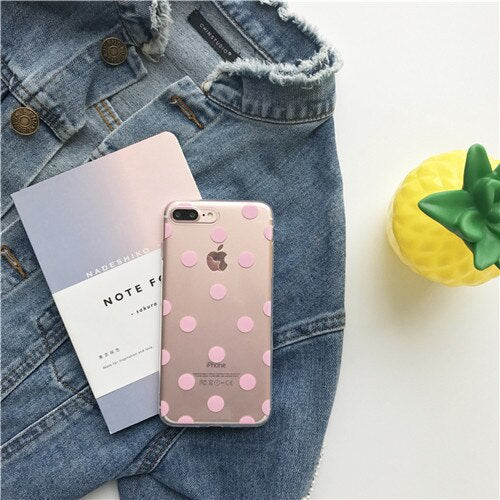 Cute Polka Dots clear TPU phone Cases For iphone XS Max X XR XS soft TPU Case for iphone 6 6s 7 8 plus phone back cover