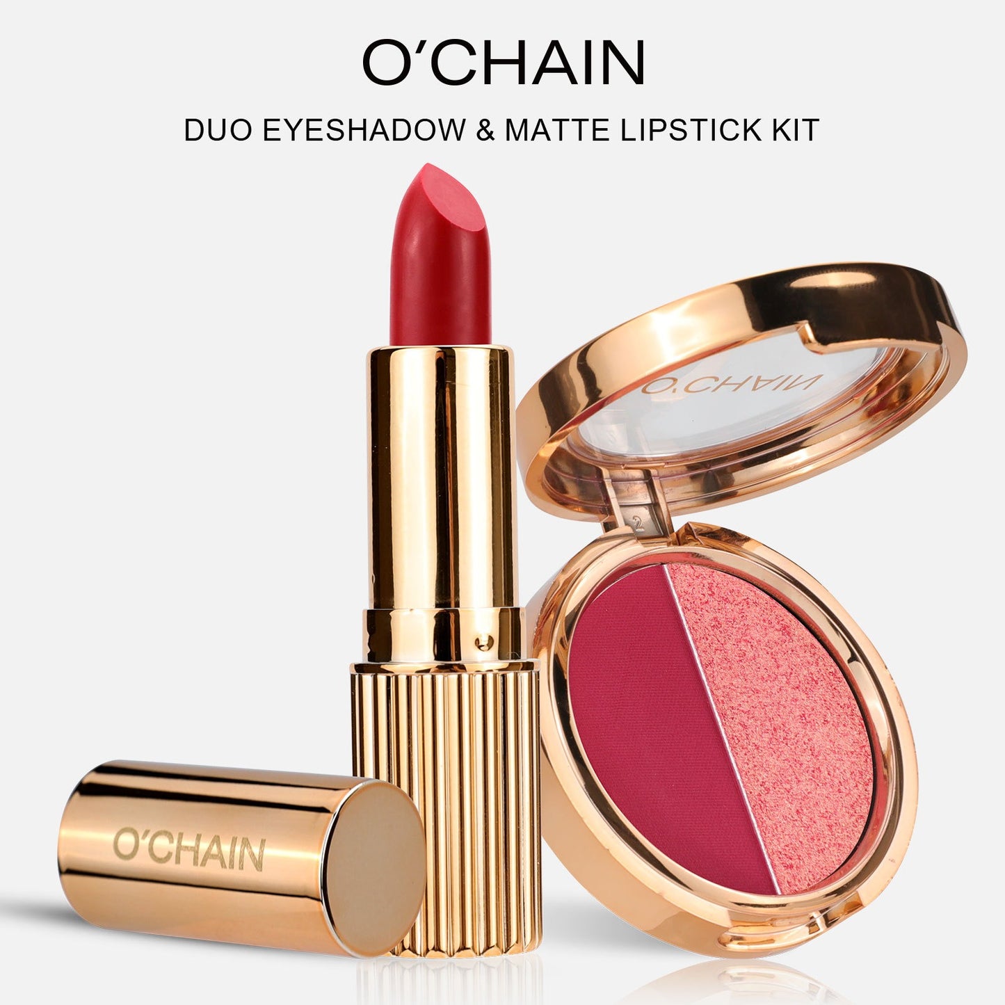 O'CHAIN Pearlescent two-color eyeshadow Matte lipstick does not fade and does not stick to the cup powdery delicate eyeshadow palette