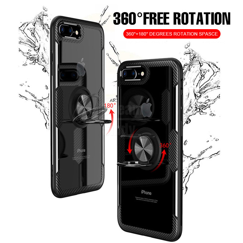 Luxury Silicone Soft Bumper Case On For IPhone 8 6 6s 7 Plus Car Holder Ring Case For IPhone X XR XS Max Shockproof Phone Case