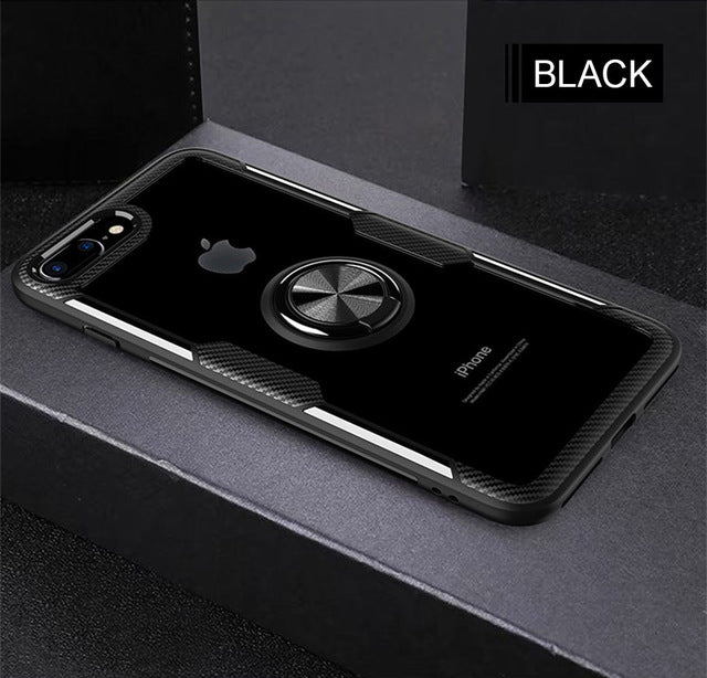 Luxury Silicone Soft Bumper Case On For IPhone 8 6 6s 7 Plus Car Holder Ring Case For IPhone X XR XS Max Shockproof Phone Case