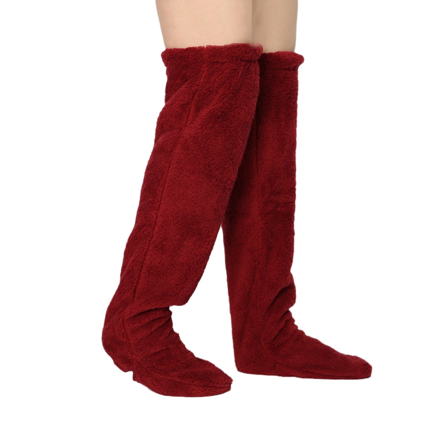 Thick leg warmers, knee pads, warm plush pants, long leg exposed socks