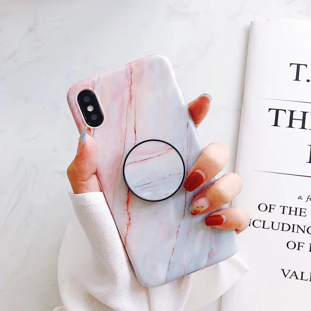 Marble Stone Case For iPhone 7 8 6 6s Plus Cases Stand Holder Soft Gel TPU Silicone Case For iPhone X XS XR XS Max Cover