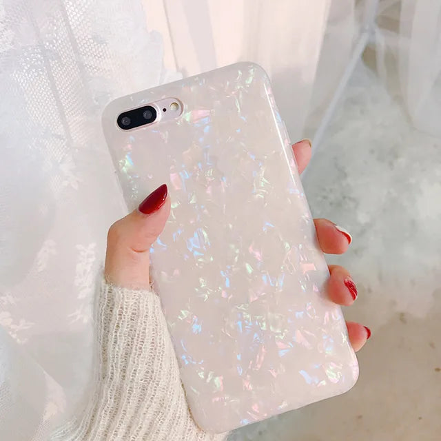 Glitter Phone Case For iPhone 7 8 Plus Dream Shell Pattern Cases For iPhone XR XS Max 7 6 6S Plus Soft TPU Silicone Cover