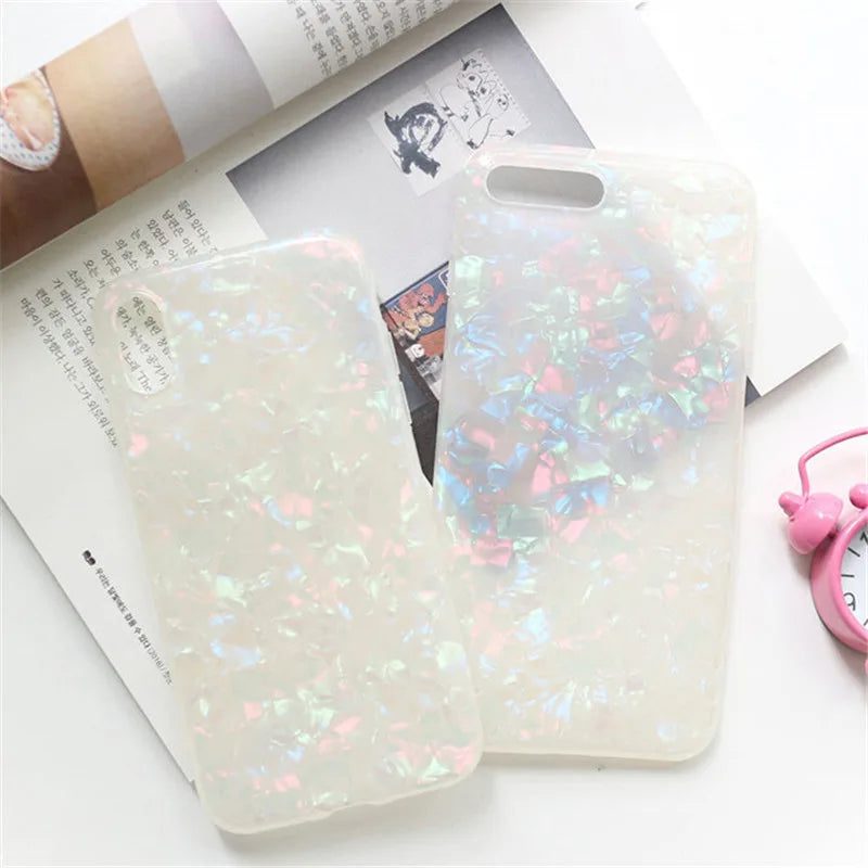 Glitter Phone Case For iPhone 7 8 Plus Dream Shell Pattern Cases For iPhone XR XS Max 7 6 6S Plus Soft TPU Silicone Cover