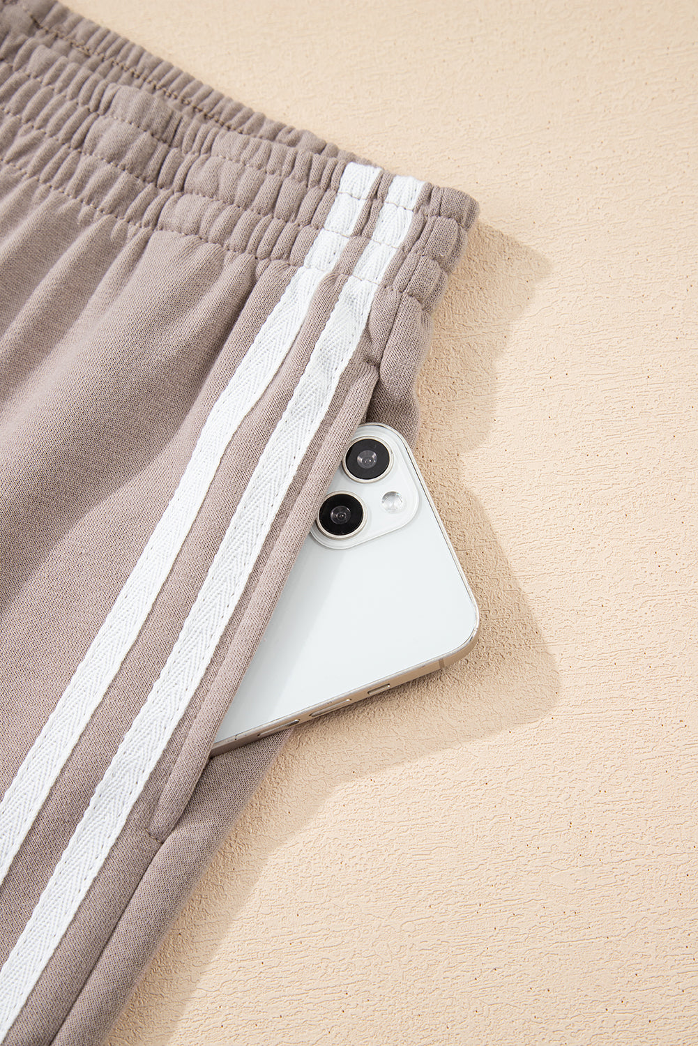 Dirty blue Varsity Striped Detail Crewneck Pullover Elastic Sweatpants 2pcs Outfit