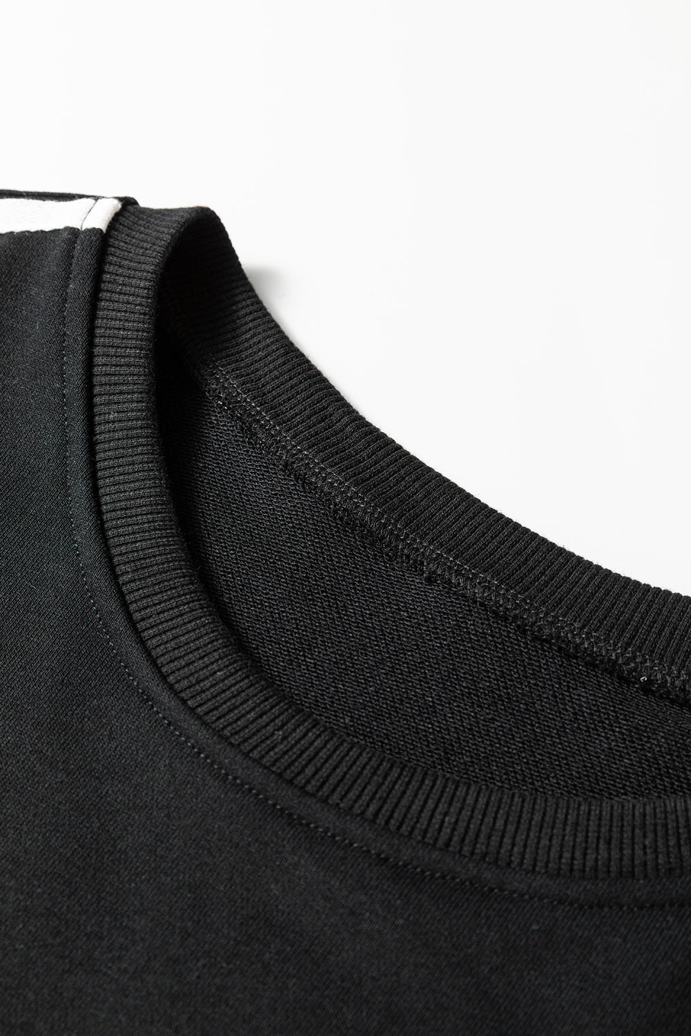 Dirty blue Varsity Striped Detail Crewneck Pullover Elastic Sweatpants 2pcs Outfit